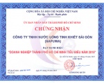 SAPUWA RECEIVED THE AWARD “TYPICAL HO CHI MINH CITY’S ENTERPRISES 2015”