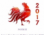 NOTICE Lunar New Year’s Holidays Calendar 2017