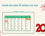 THÔNG BÁO NGHỈ TẾT DƯƠNG LỊCH NĂM 2023