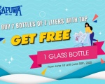 GET FREE 1 GLASS BOTTLE WHEN  BUY 3 BOTTLES OF 7 LITERS WITH TAP