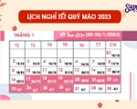 THÔNG BÁO LỊCH NGHỈ TẾT QUÝ MÃO 2023