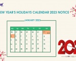 NEW YEAR’S HOLIDAYS CALENDAR 2023 NOTICE
